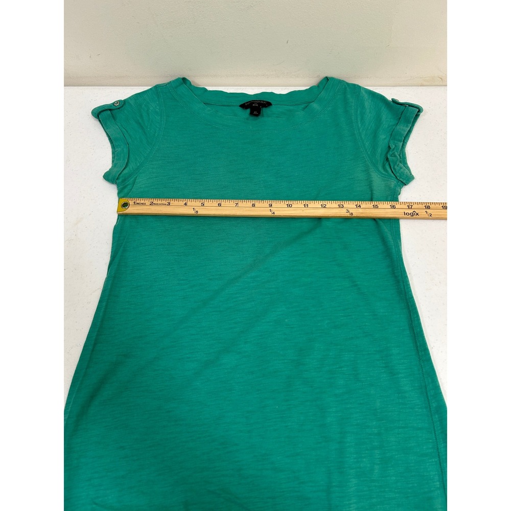 Banana Republic Petite Teal Green Slub Knit T-Shirt Dress Button Tab Sleeve PS - Picture 5 of 6